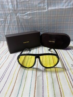 Tom Ford Black Frame Sunglasses with Yellow Lenses